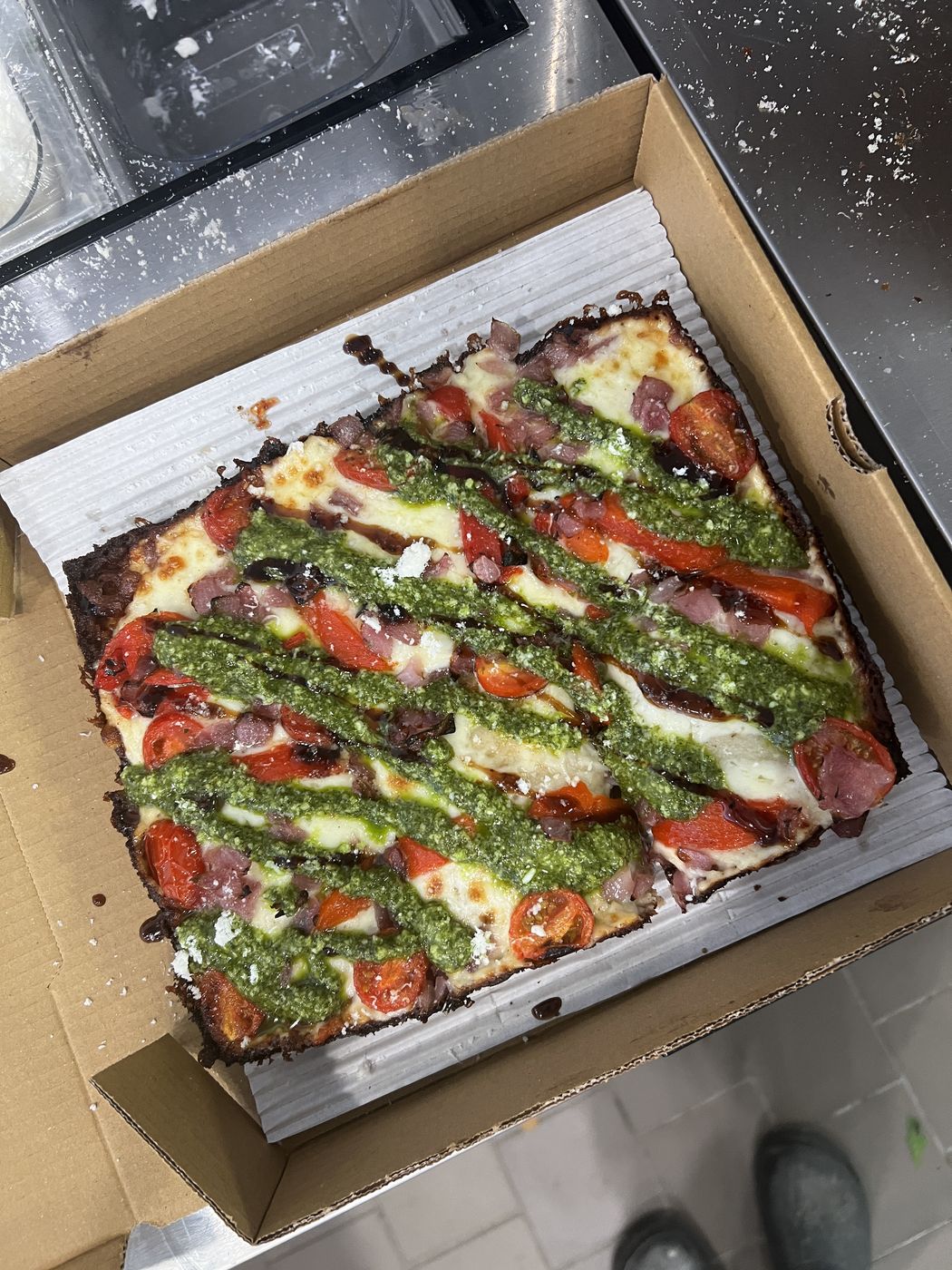 Pesto, tomato, and ham off the diagonal